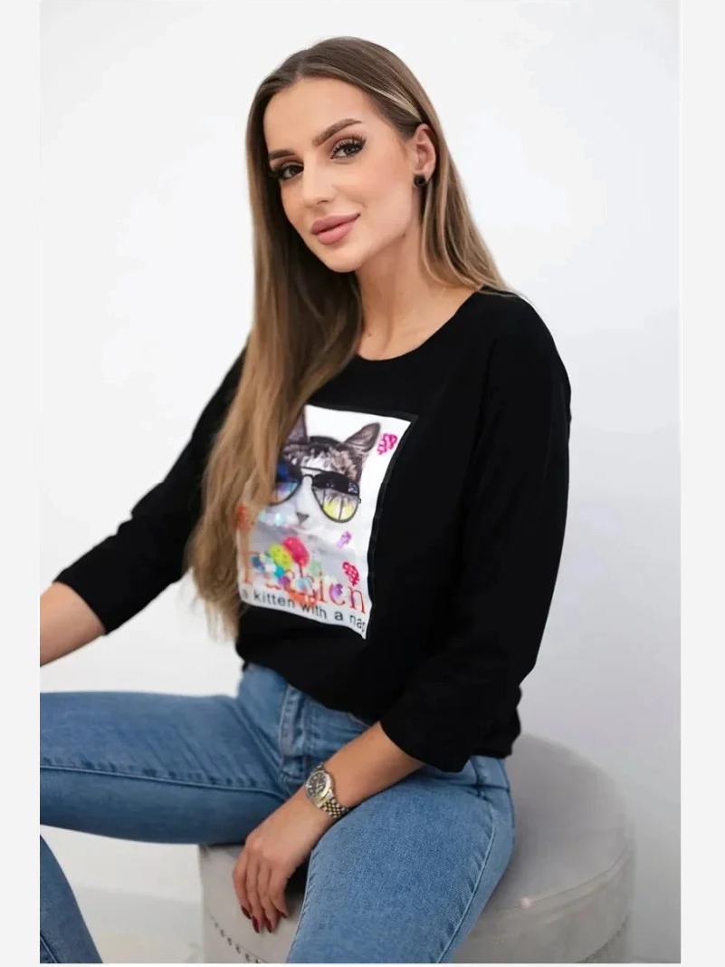 Tričko s grafikou 3D čierna