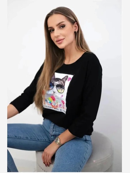 Tričko s grafikou 3D čierna