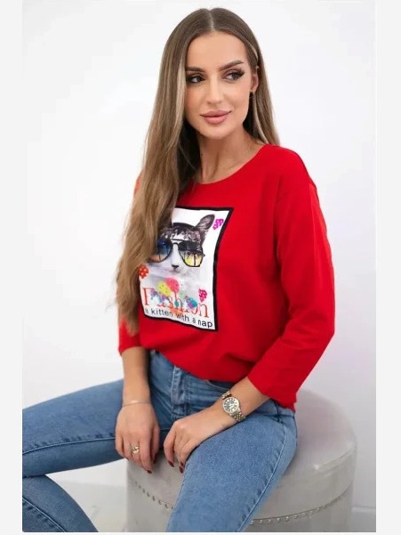 Tričko s grafikou 3D červená