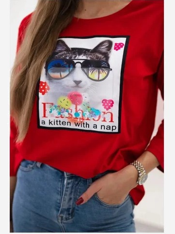 Tričko s grafikou 3D červená