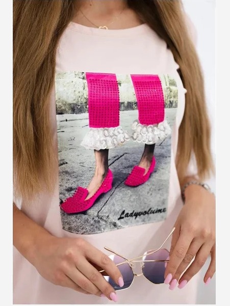 Šaty s grafikou 3D so zirkónmi ružová