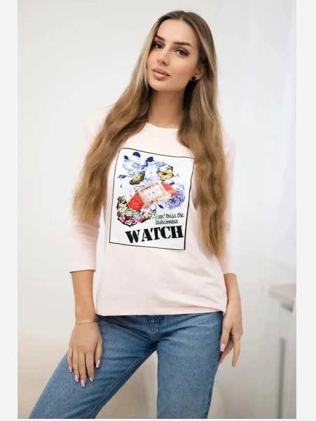 Tričko s grafikou 3D Watch ružová