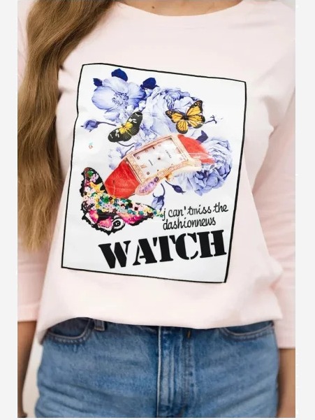 Tričko s grafikou 3D Watch ružová