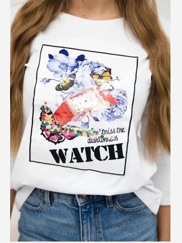 Tričko s grafikou 3D Watch biela