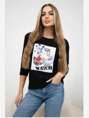 Tričko s grafikou 3D Watch čierna