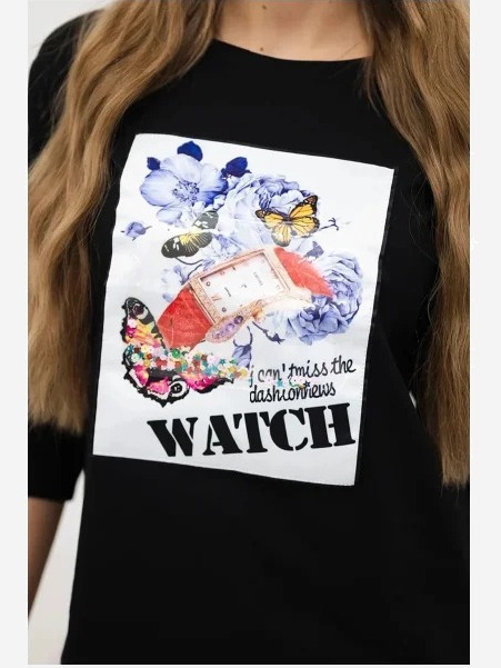 Tričko s grafikou 3D Watch čierna
