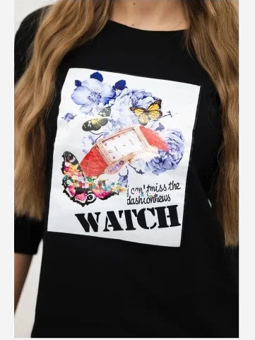 Tričko s grafikou 3D Watch čierna