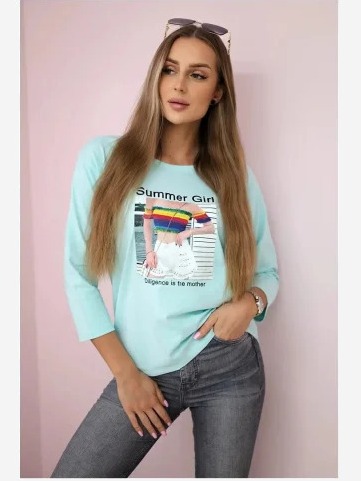 Tričko s potlačou Summer Girl mäta