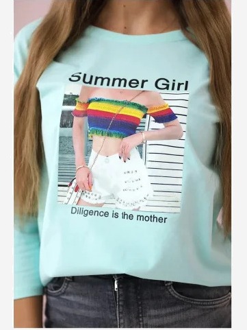 Tričko s potlačou Summer Girl mäta