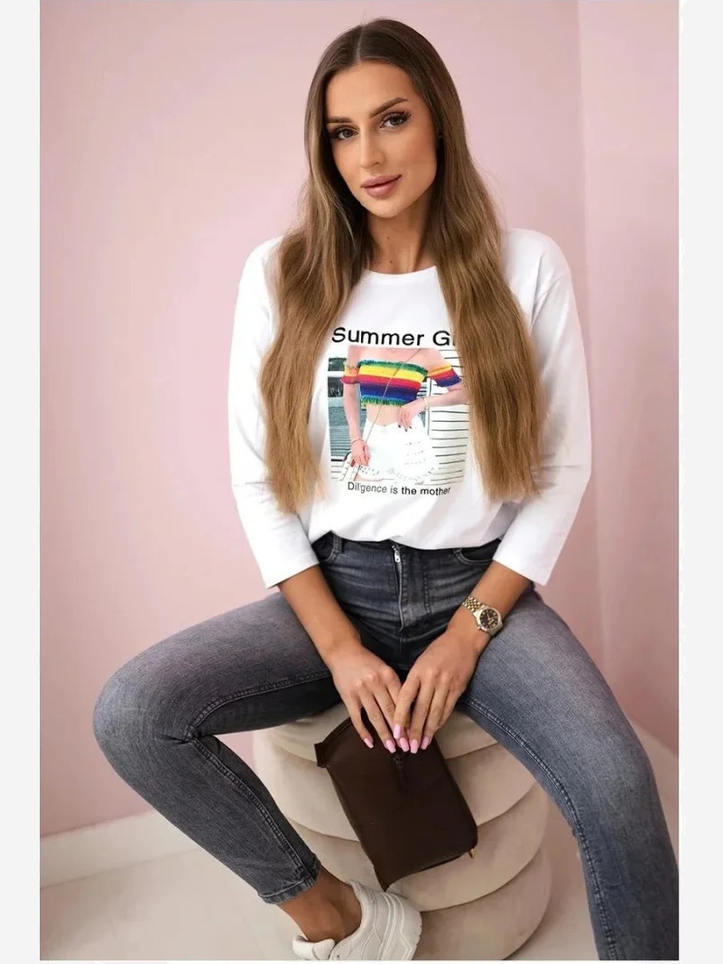 Tričko s potlačou Summer Girl biela