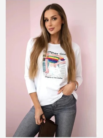 Tričko s potlačou Summer Girl biela