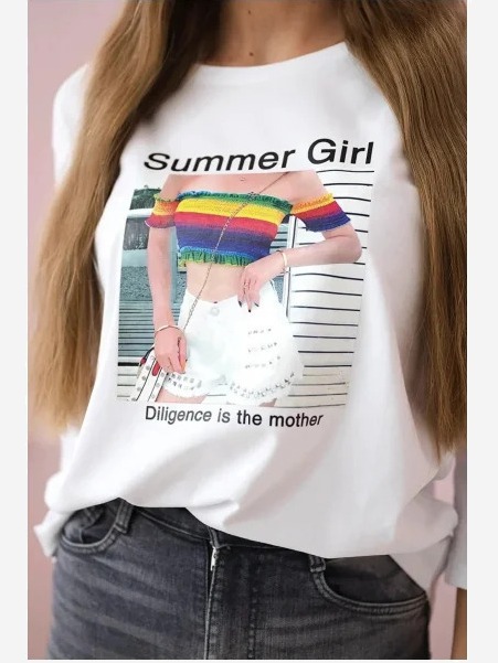 Tričko s potlačou Summer Girl biela