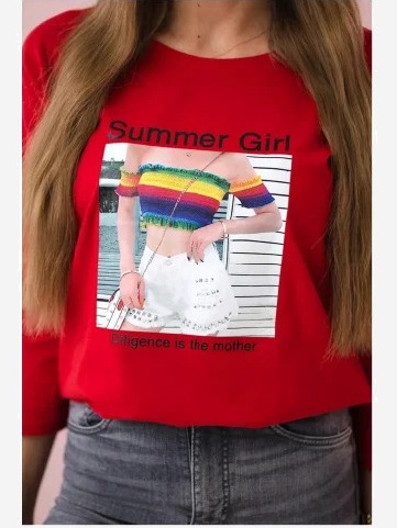 Tričko s potlačou Summer Girl červená