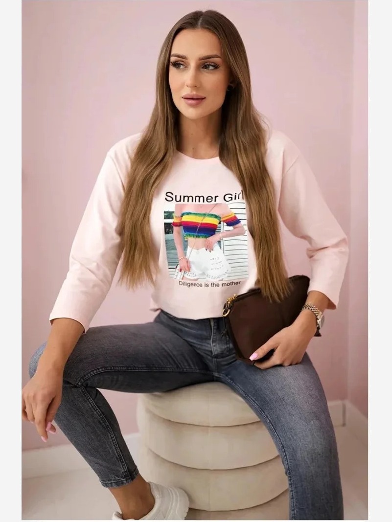 Tričko s potlačou Summer Girl ružová