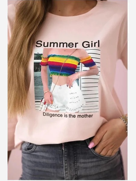 Tričko s potlačou Summer Girl ružová