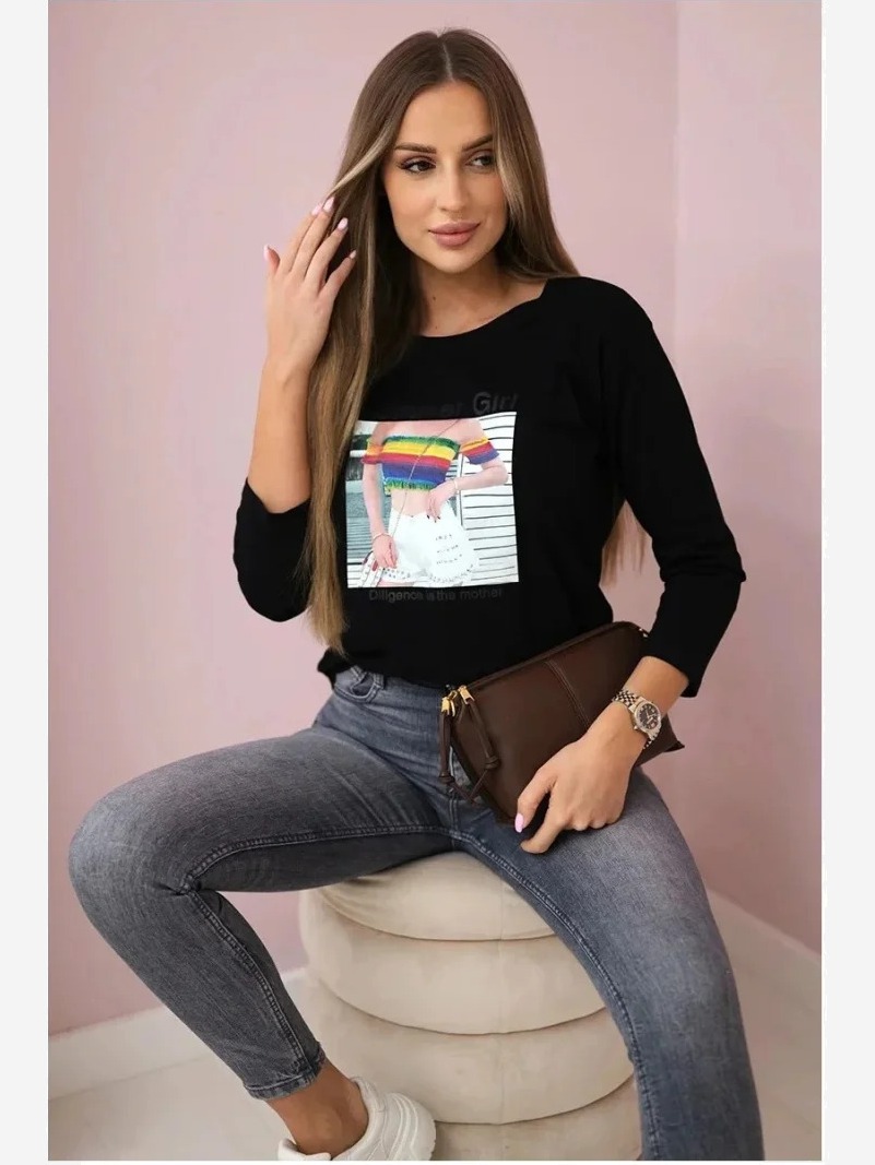 Tričko s potlačou Summer Girl čierna