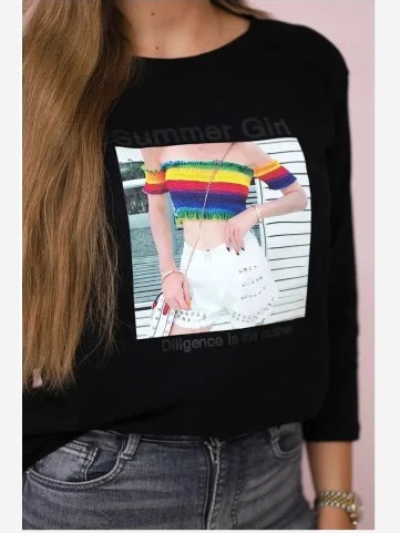 Tričko s potlačou Summer Girl čierna