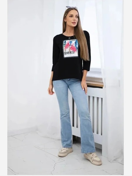 Tričko s grafikou 3D čierna