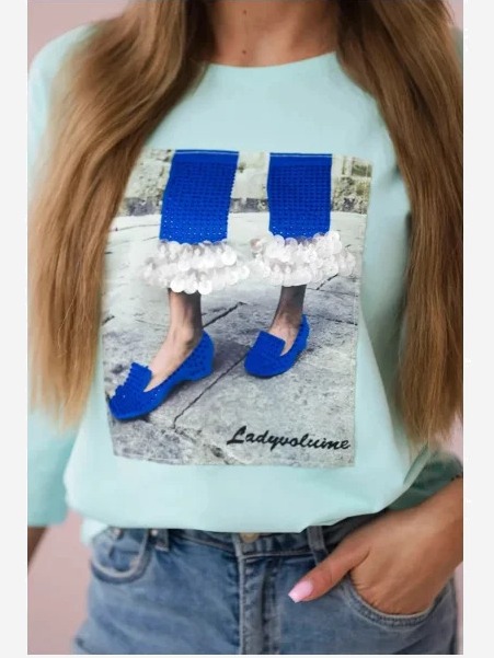 tričko s grafikou 3D so zirkónmi mäta
