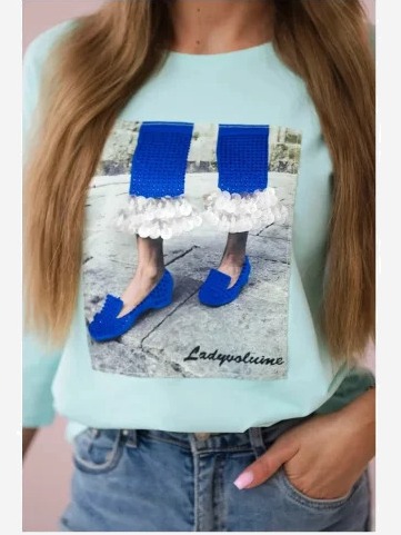tričko s grafikou 3D so zirkónmi mäta