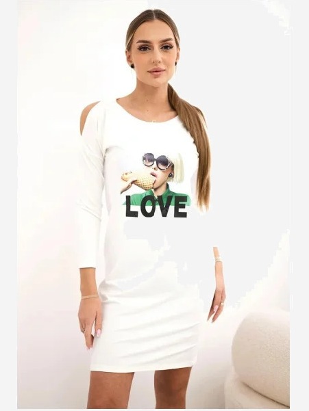 Šaty s potlačou Love biela