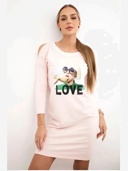 Šaty s potlačou Love ružová
