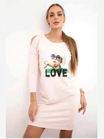 Šaty s potlačou Love ružová