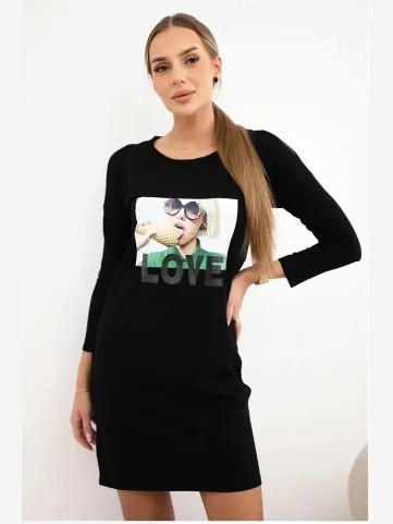 Šaty s potlačou Love čierna