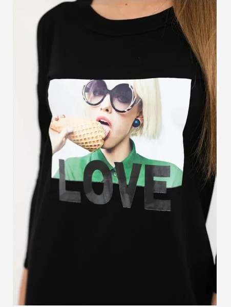 Šaty s potlačou Love čierna