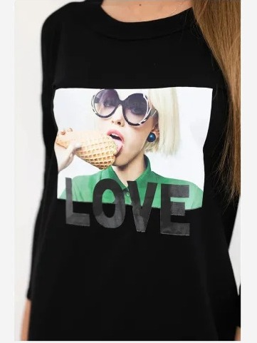 Šaty s potlačou Love čierna