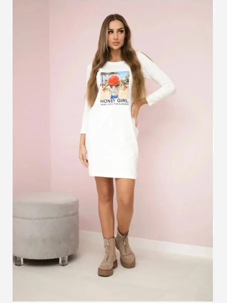 Šaty s potlačou Honey girl biela