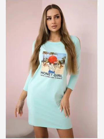 Šaty s potlačou Honey girl mäta