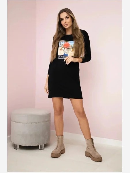 Šaty s potlačou Honey girl čierna