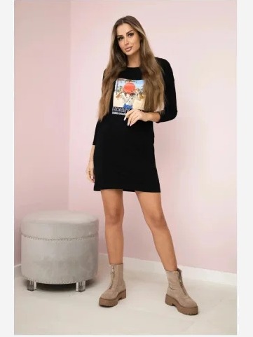 Šaty s potlačou Honey girl čierna