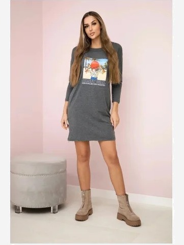 Šaty s potlačou Honey girl sivá