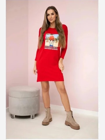 Šaty s potlačou Honey girl červená