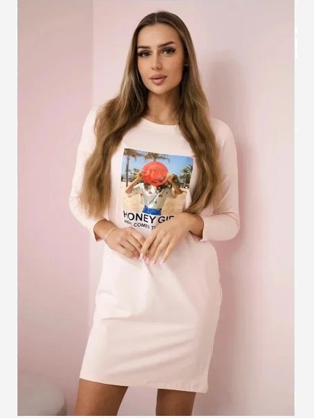 Šaty s potlačou Honey girl ružová