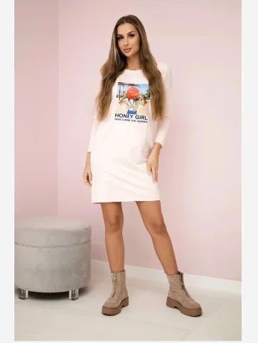 Šaty s potlačou Honey girl ružová