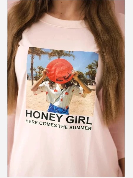 Šaty s potlačou Honey girl ružová