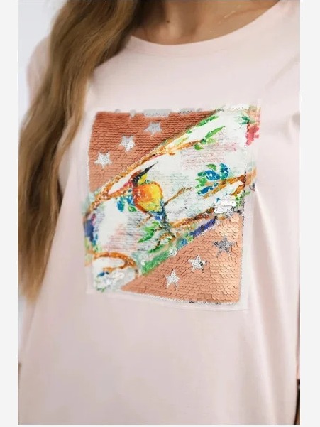 Tričko s grafikou 3D Bird ružová