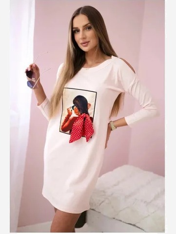 Šaty s grafikou ružová