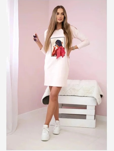 Šaty s grafikou ružová