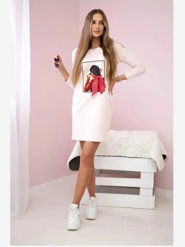 Šaty s grafikou ružová