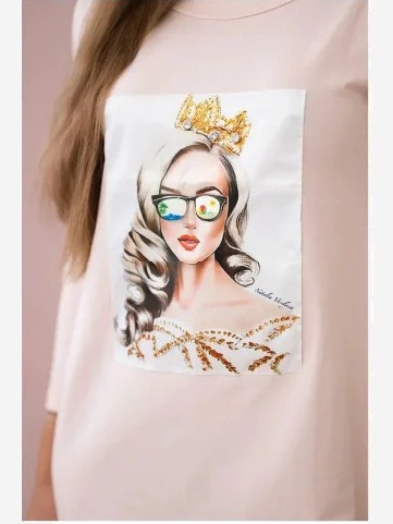 Šaty s grafikou dievčaťa v okuliaroch 3D ružová
