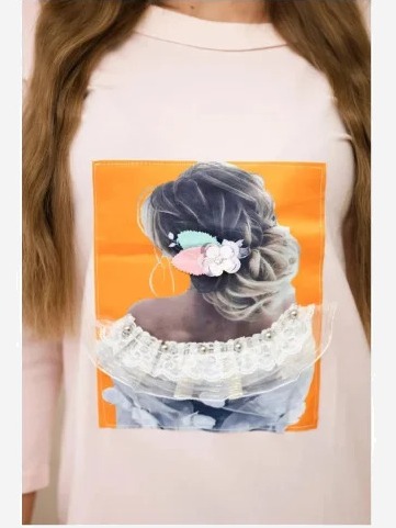 Šaty s grafikou 3D, čipka ružová