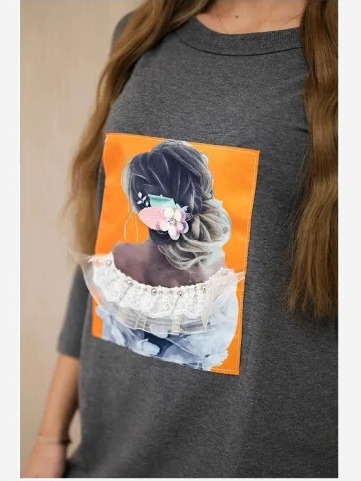Šaty s grafikou 3D, čipka sivá
