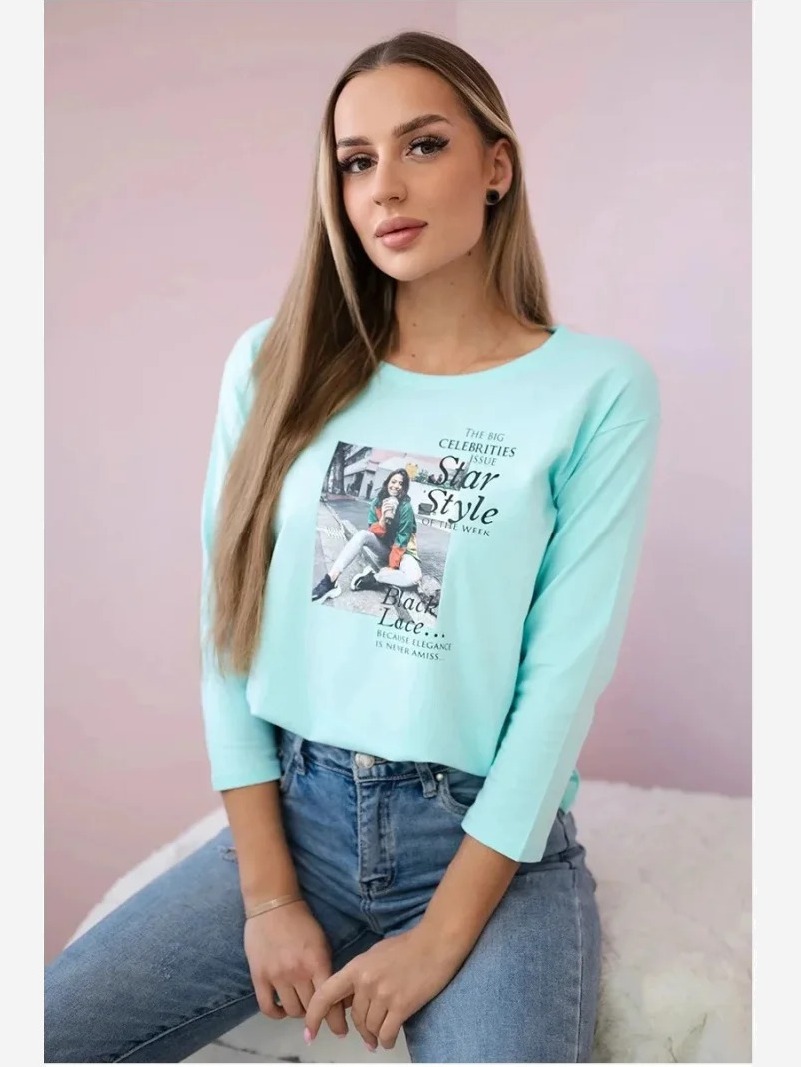 Tričko s potlačou Star Style mäta