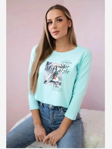 Tričko s potlačou Star Style mäta