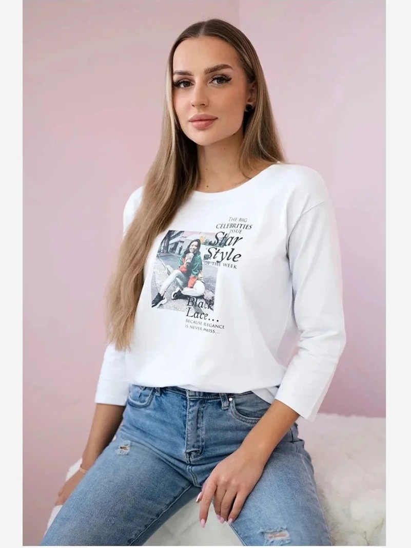 tričko s potlačou Star Style biela
