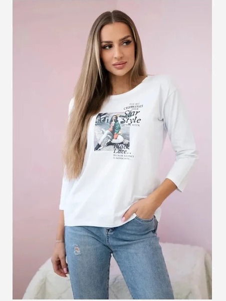 tričko s potlačou Star Style biela